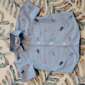 Blue Button up top | Construction Theme | Size 3t